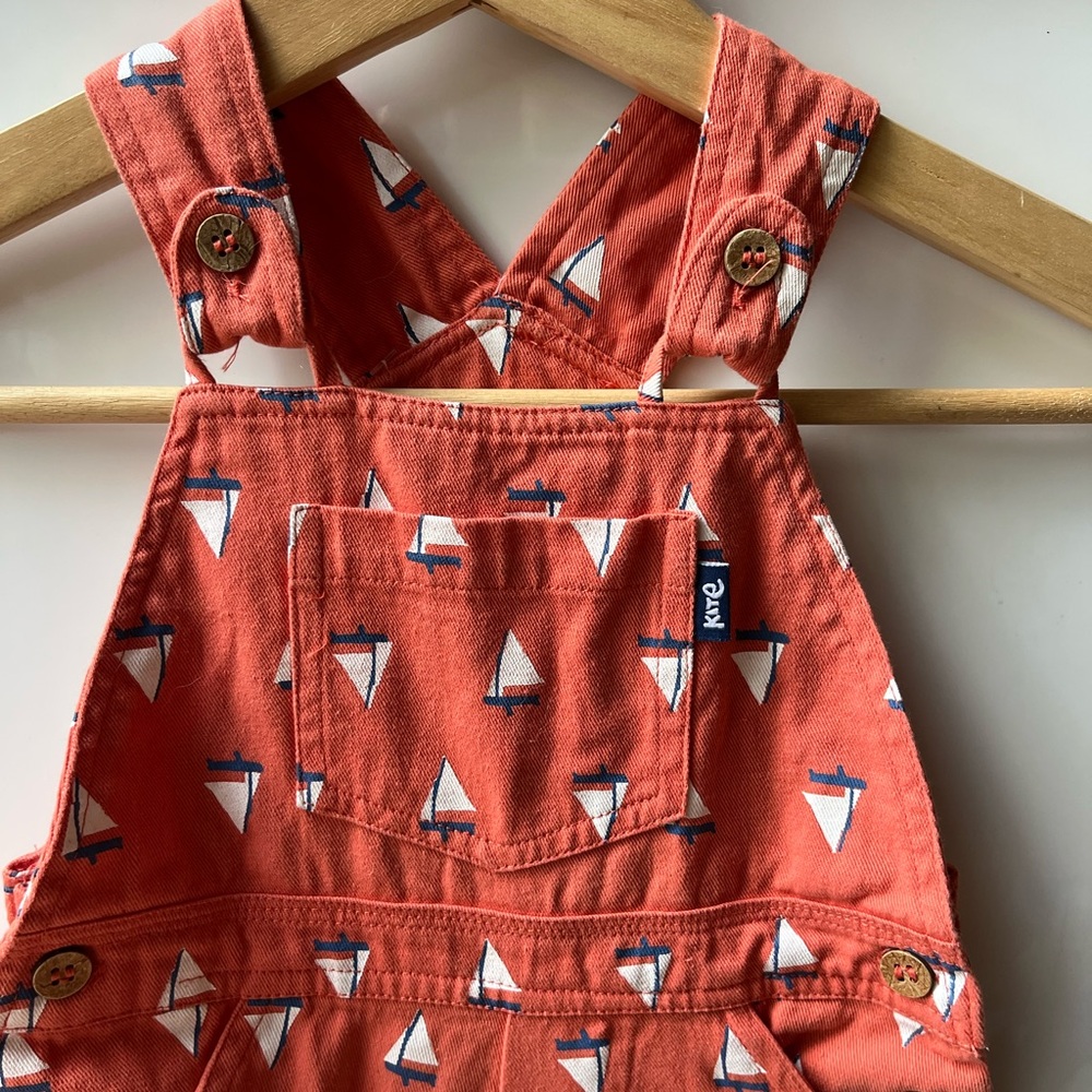 Playful Red Overalls with Geometric Print